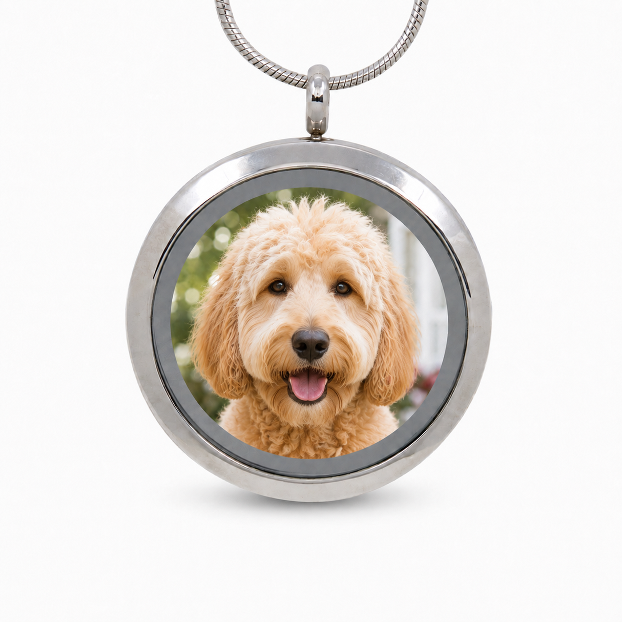 Silver Round Stainless Steel Pet Photo Cremation Locket