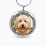Silver Round Stainless Steel Pet Photo Cremation Locket