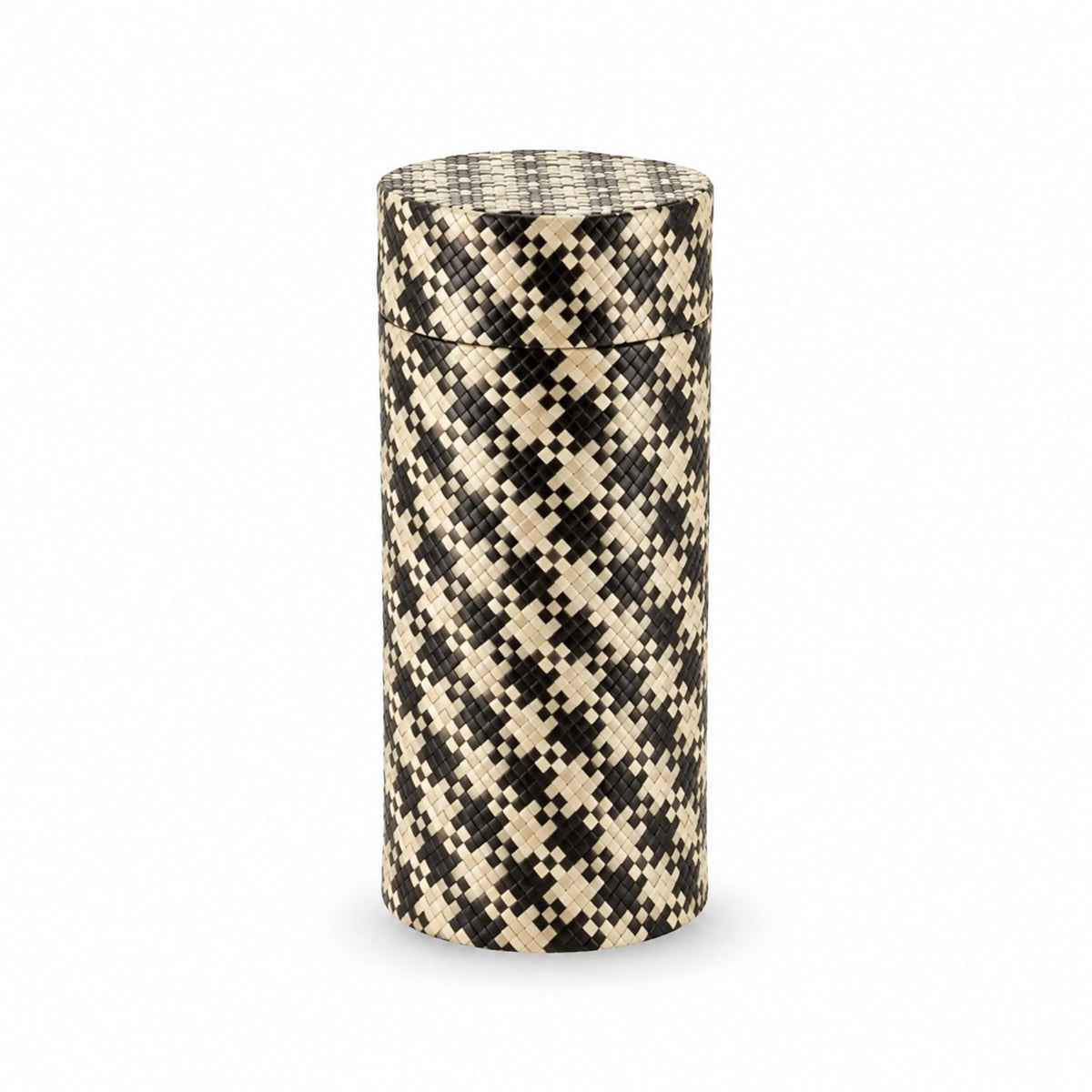 Woven Naturals Palm Tan and Black Scattering Urn