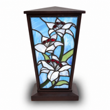 White Lily Stained Glass Cremation Urn