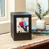 Photo Cremation Urn with Black Finish  - 200 cubic inch