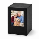 Photo Cremation Urn with Black Finish  - 200 cubic inch