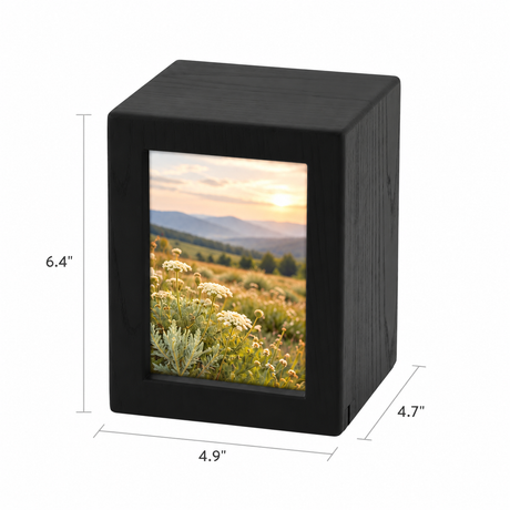 Photo Cremation Urn with Black Finish  - 85 cubic inch