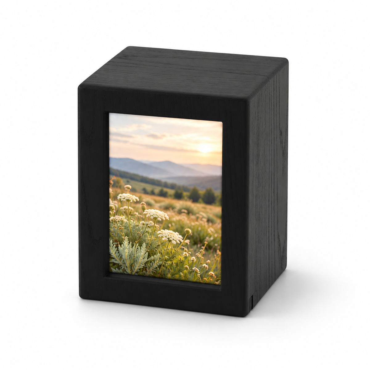 Photo Cremation Urn with Black Finish  - 85 cubic inch
