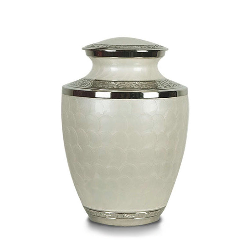 Enamel White Ripple Cremation Urn - Large