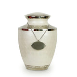 Enamel White Ripple Cremation Urn - Large