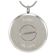 Pewter Round Stainless Steel Photo Cremation Pendant
