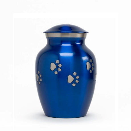 Glossy Blue with Pewter Paw Detail - 30 cubic inch