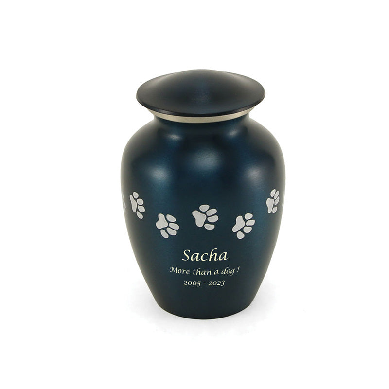 Classic Paw Cremation Urn in Blue - 40 cubic inch