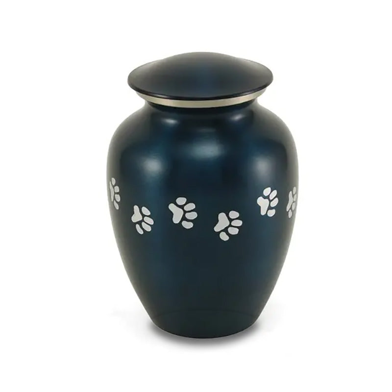 Classic Paw Cremation Urn in Blue - 85 cubic inch