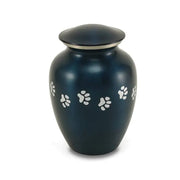 Classic Paw Cremation Urn in Blue - 85 cubic inch capacity