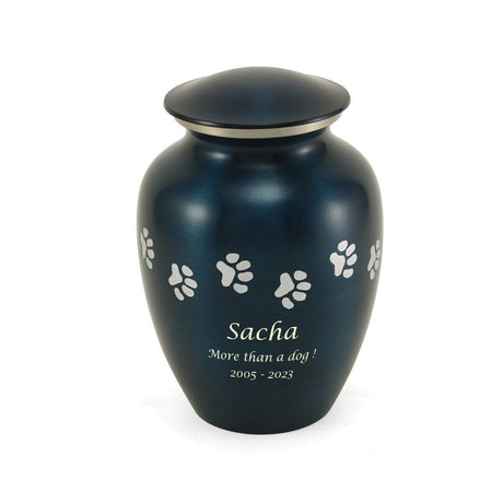 Classic Paw Cremation Urn in Blue - 85 cubic inch