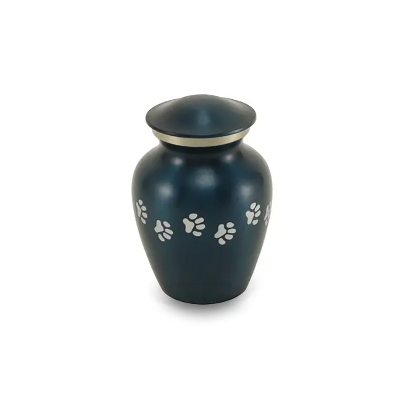 Classic Paw Cremation Urn in Blue - 25 cubic inch