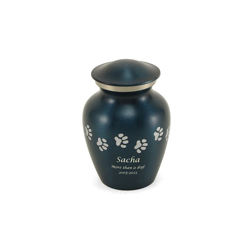 Classic Paw Cremation Urn in Blue - 25 cubic inch