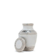 Enamel White Ripple Cremation Urn - Keepsake