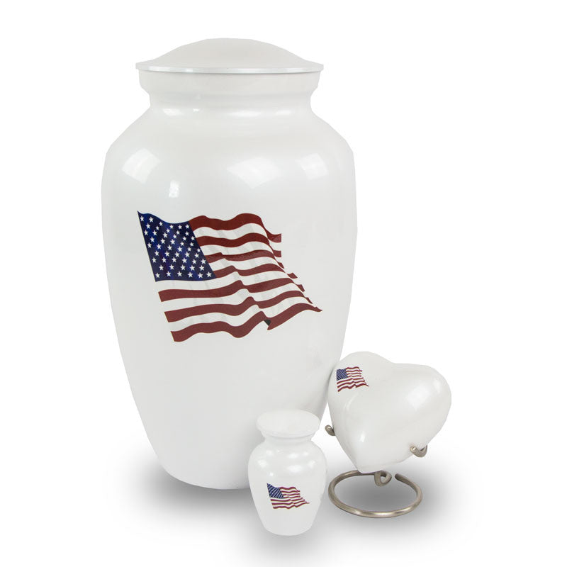 Military American Flag Bronze Cremation Urn