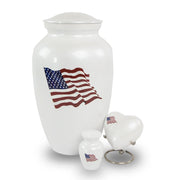 Military American Flag Bronze Cremation Urn