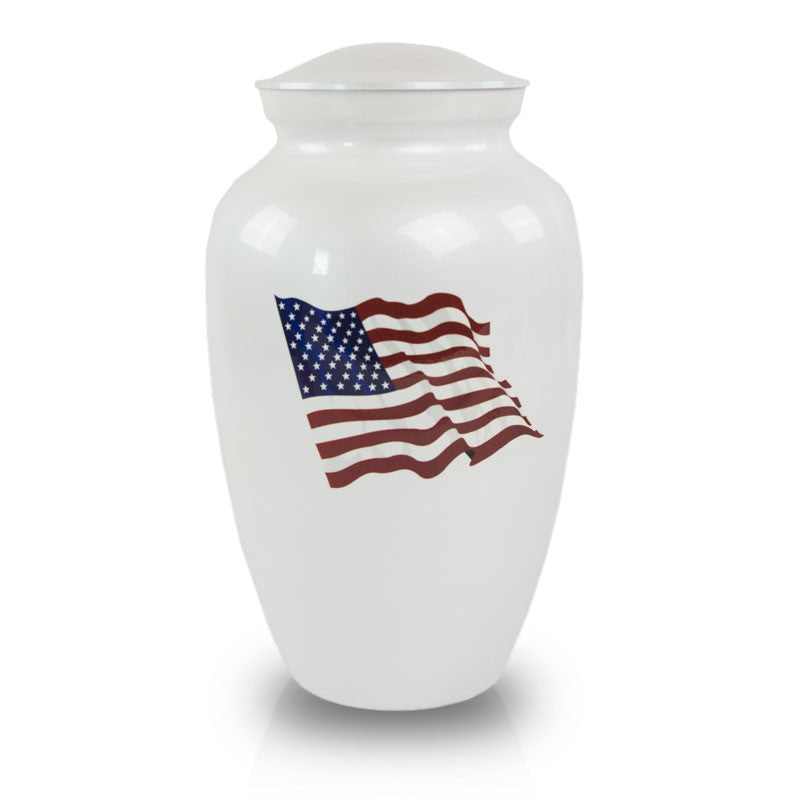 Military American Flag Bronze Cremation Urn