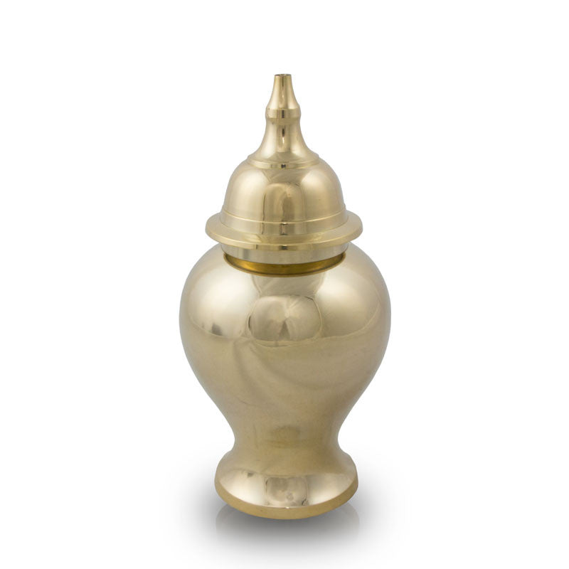 Shiny Brass Pet Urn - Small