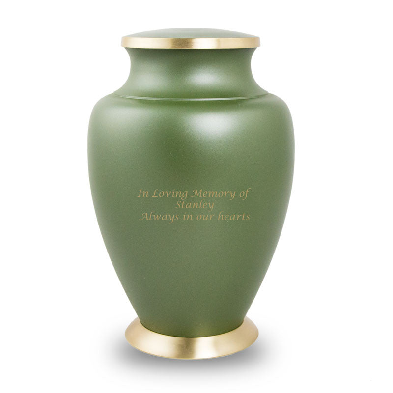 Large Aria Tree of Life Memorial Urn in Bronze and Green with Hand-Engraved Tree Accent