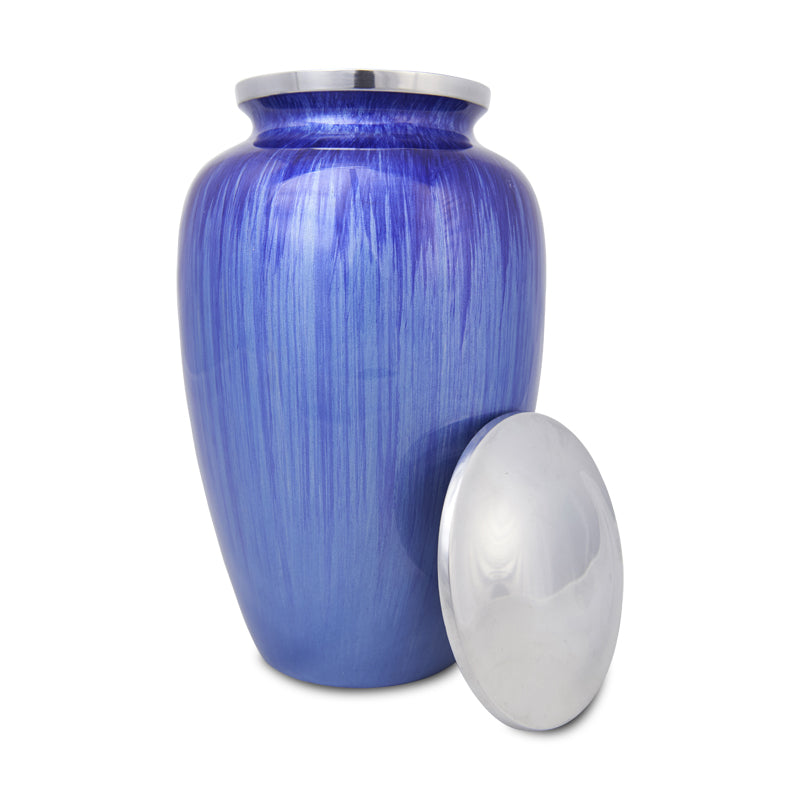 Large Enamel Finished Metal Alloy Cremation Urn - Light Blue