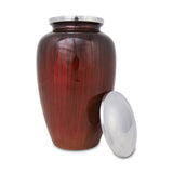 Large Enamel Finished Metal Alloy Cremation Urn - Red and Black