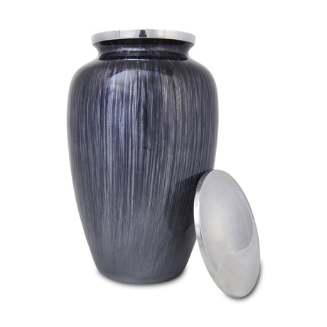 Large Enamel Finished Metal Alloy Cremation Urn - Dark Blue