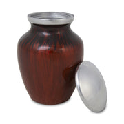 Small Enamel Finished Metal Alloy Cremation Urn - Red and Black