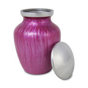 Small Enamel Finished Metal Alloy Cremation Urn - Pink