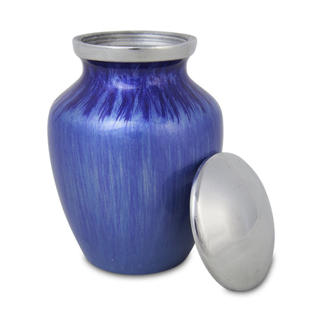 Small Enamel Finished Metal Alloy Cremation Urn - Light Blue