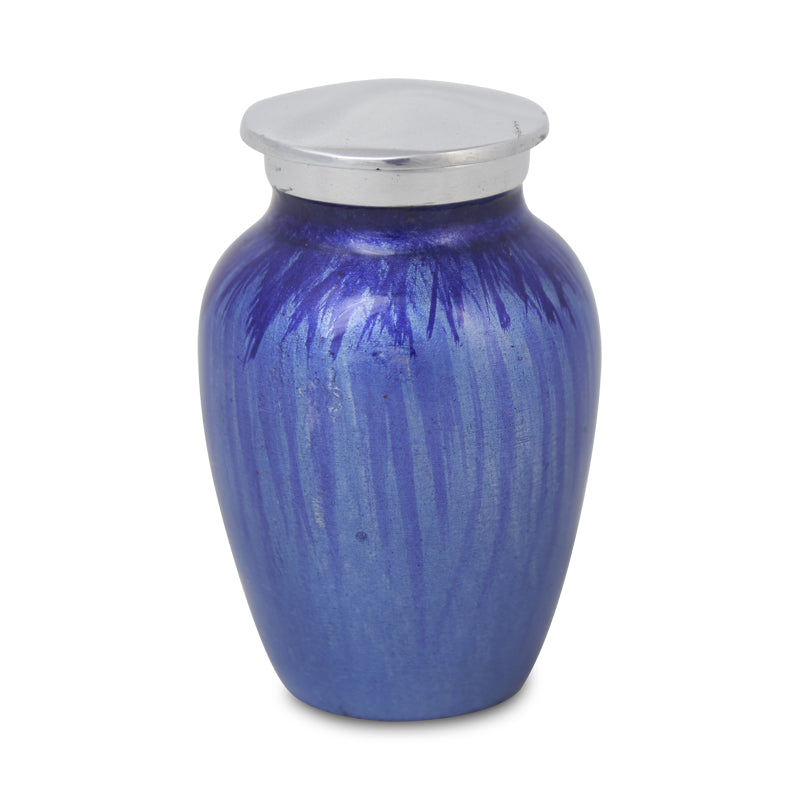 Enamel Finished Metal Alloy Cremation Keepsake Urn - Light Blue