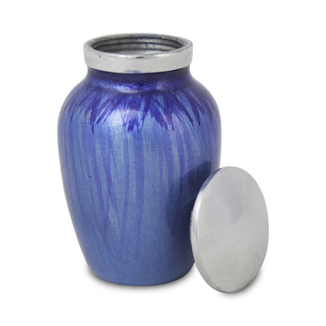 Enamel Finished Metal Alloy Cremation Keepsake Urn - Light Blue