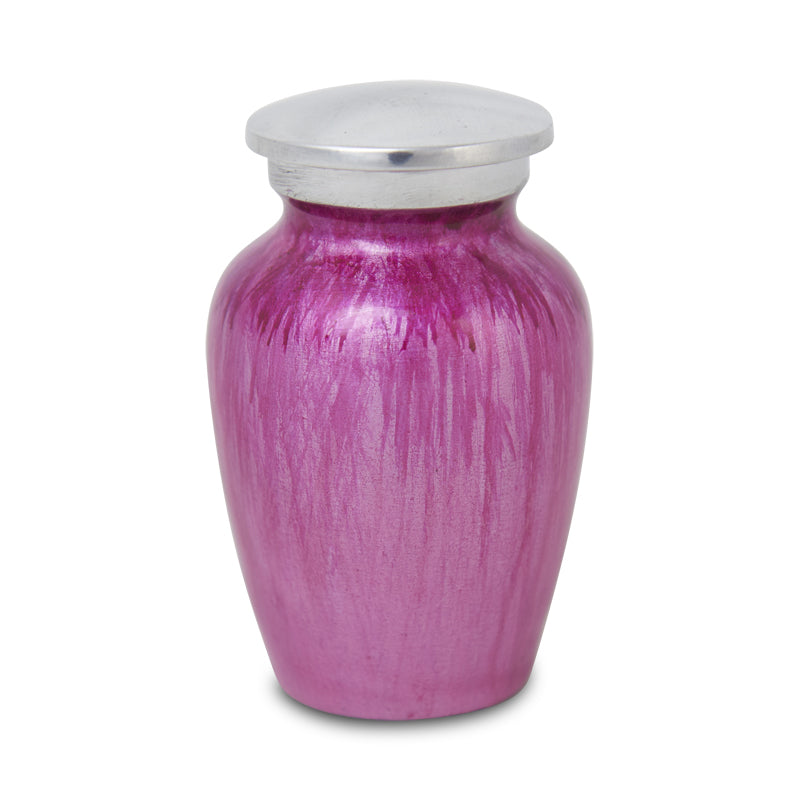 Enamel Finished Metal Alloy Cremation Keepsake Urn - Pink