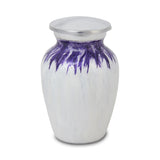 Enamel Finished Metal Alloy Cremation Keepsake Urn - Purple and White