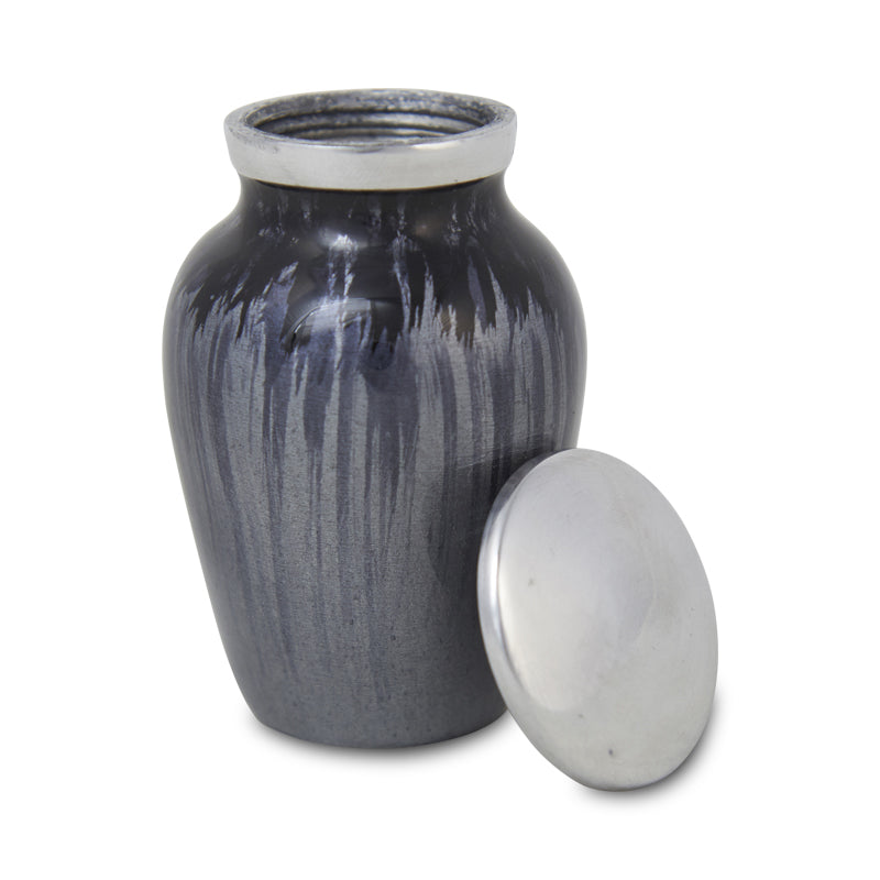 Enamel Finished Metal Alloy Cremation Keepsake Urn - Dark Blue