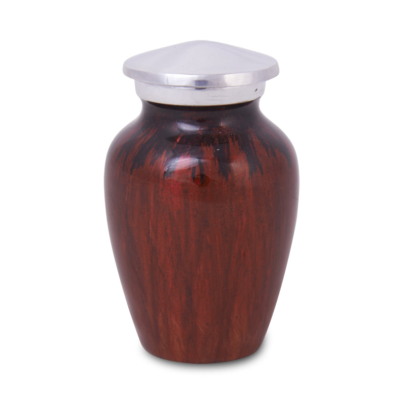 Enamel Finished Metal Alloy Cremation Keepsake Urn - Red and Black