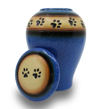 Loving Paws Blue Ceramic Cremation Urn - 40 cubic inch capacity