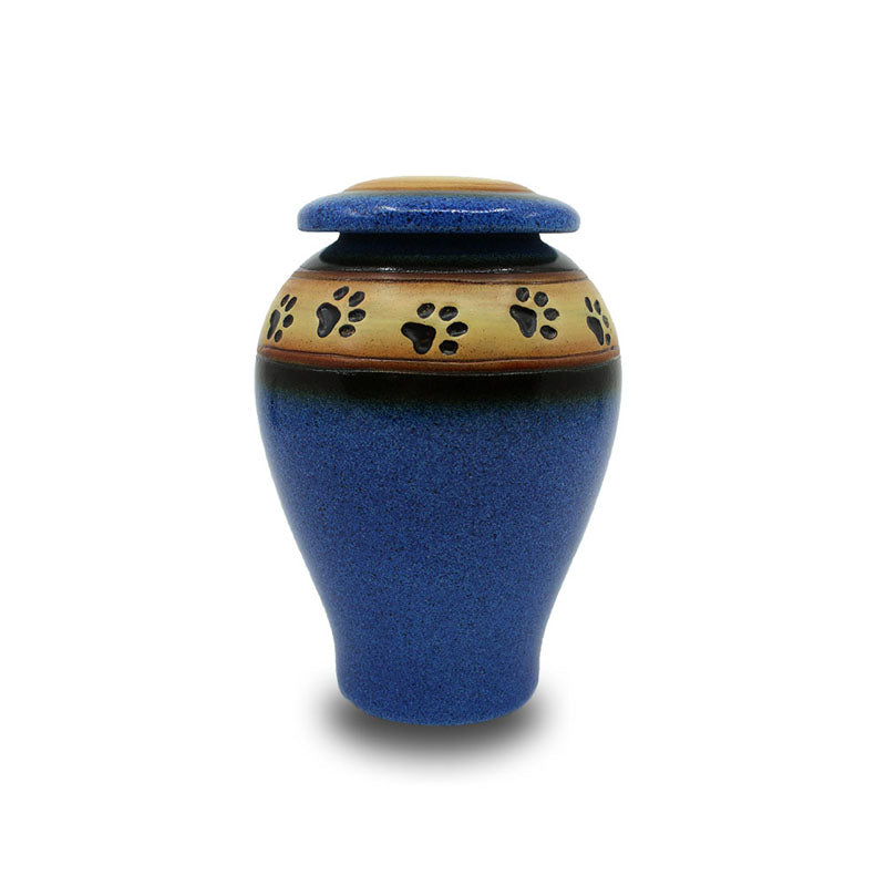 Loving Paws Blue Ceramic Cremation Urn - 40 cubic inch capacity