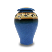 Loving Paws Blue Ceramic Cremation Urn - 80 cubic inch capacity
