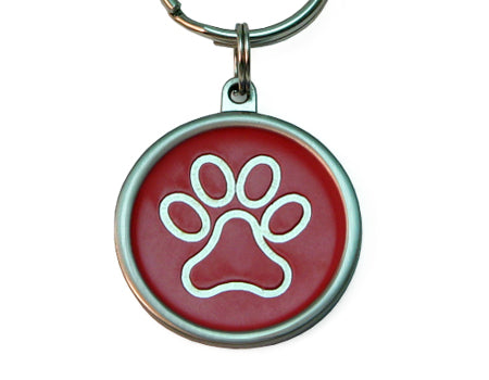 The Red Paw Print Pet Collar Tag/Keychain