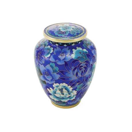 Cloisonne Blue Cremation Urn - Extra Small - 50 cubic inches
