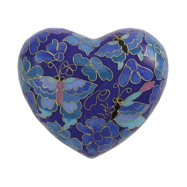 Etienne Cloisonné Butterfly Cremation Keepsake Heart