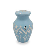 Garland drop blue cremation urn keepsake