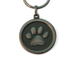 Gray tone paw print collar tag keychain 