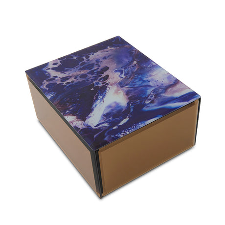 Modern Blue Galaxy Glass Cremation Urn Box - Medium