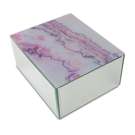 Modern Pink Marbled Glass Cremation Urn Box - Medium