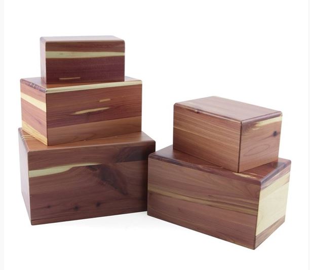 Natural Cedar Box Urn 85 cubic inches - CASE OF 12