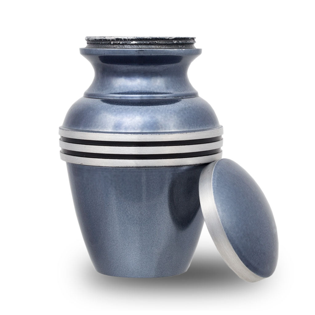 Light Blue Banded Cremation Urn - Keepsake