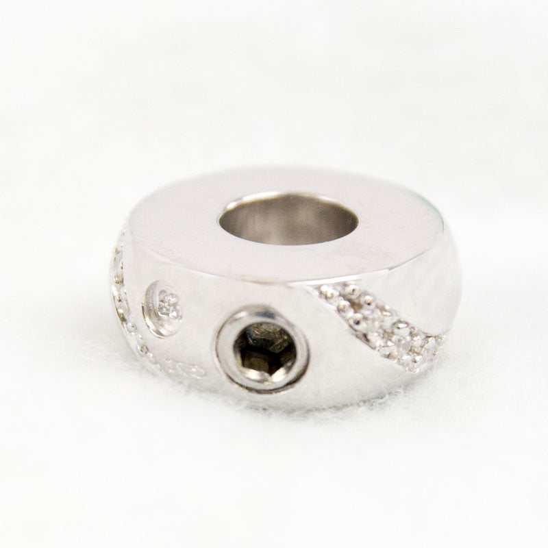 Diamond Cremation Bead Charm - Sterling Silver