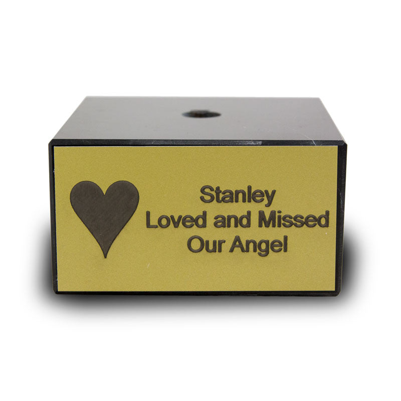 Black Genuine Marble Base with Engravable Gold Plaque